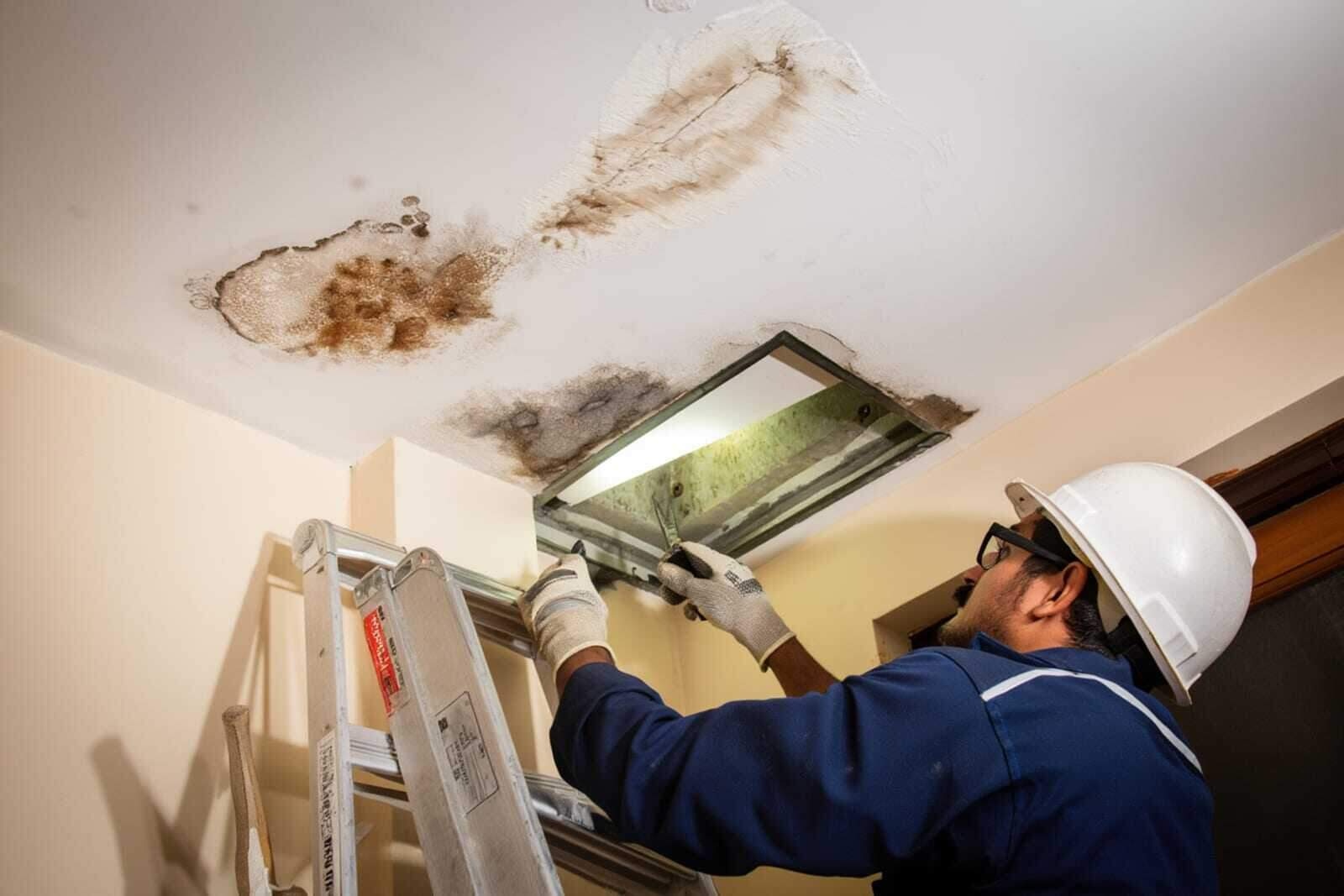 Ceiling Water Damage Repair restoration work in progress — professional remediation in Monument, CO