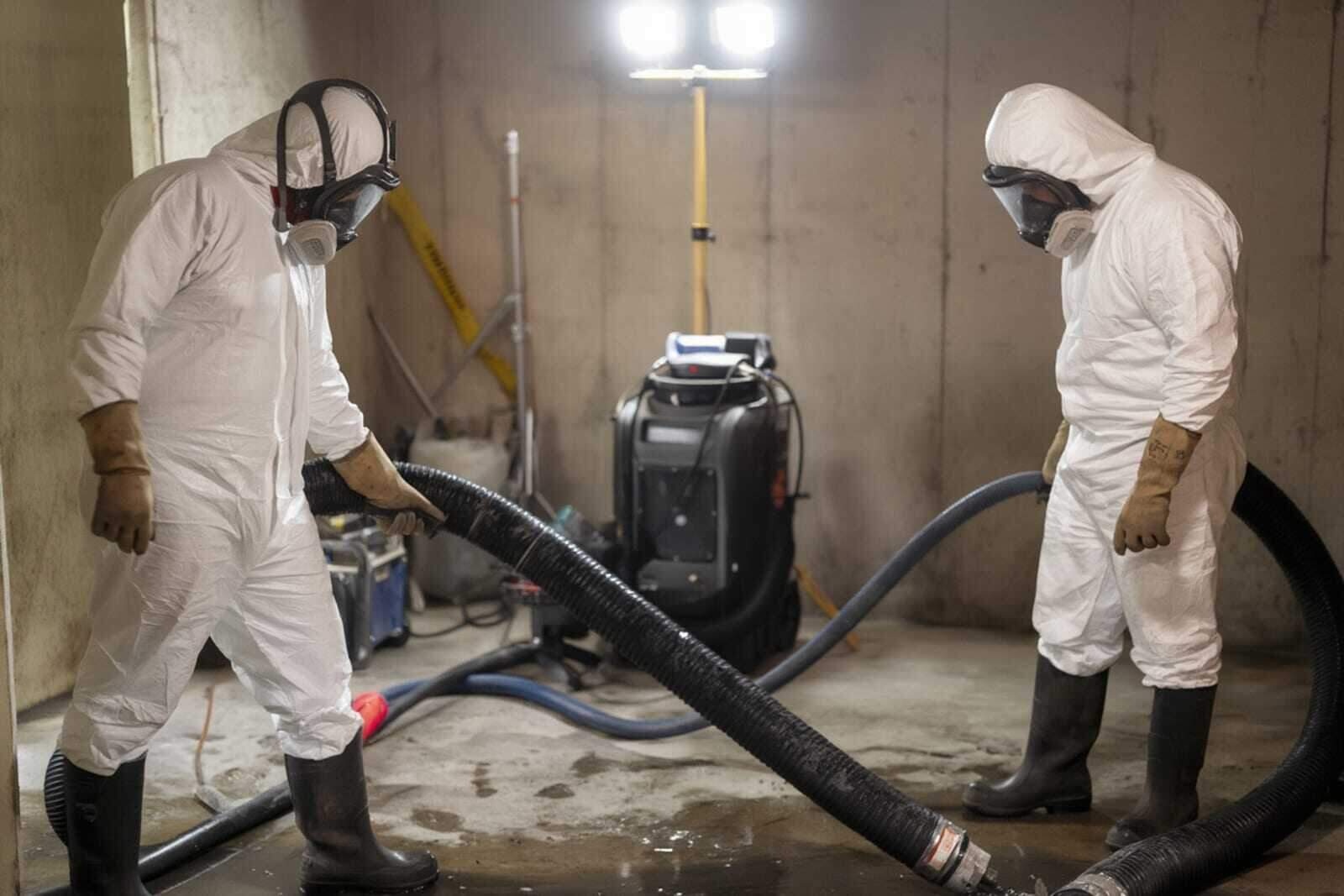 Professional sewage cleanup with EPA-registered disinfection equipment
