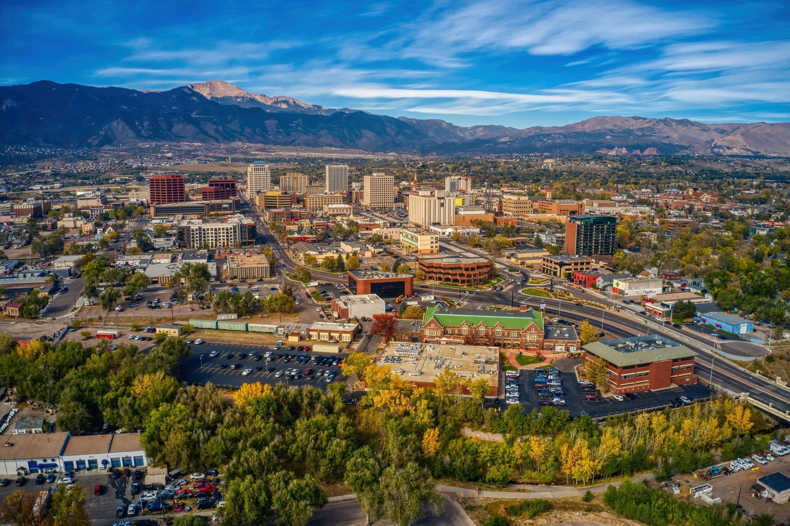 Colorado Springs skyline with mountains
